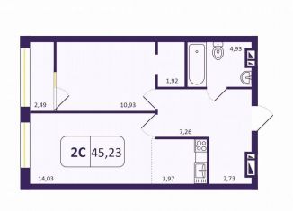 Продаю 1-комнатную квартиру, 45 м2, Новосибирск, Кировский район