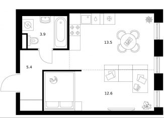 Продажа однокомнатной квартиры, 35.4 м2, Москва, жилой комплекс Москворечье, 1.3