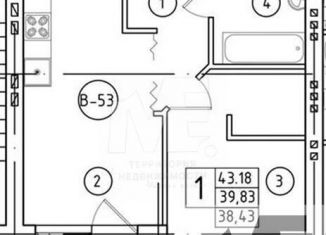 Продается однокомнатная квартира, 39.8 м2, Калининградская область