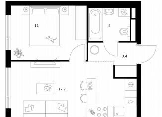 Продается 1-комнатная квартира, 36.1 м2, Зеленоград