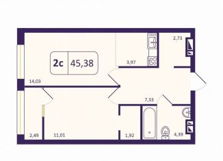 Продается 1-ком. квартира, 45.2 м2, Новосибирск, Кировский район