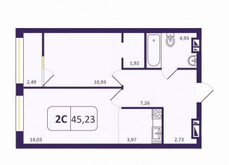 Продается 1-комнатная квартира, 45 м2, Новосибирск, Кировский район