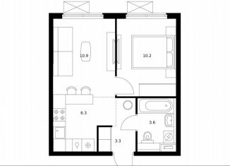 Продаю 1-комнатную квартиру, 34.3 м2, Москва, жилой комплекс Волжский Парк, 5.3