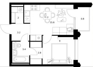 Продается 1-комнатная квартира, 36.8 м2, Москва, САО