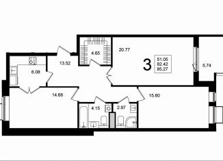 Продам 3-ком. квартиру, 85.3 м2, Химки