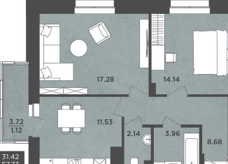 Продажа 2-комнатной квартиры, 58.9 м2, Пермь, Индустриальный район, улица Космонавта Леонова, 41/1