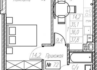 1-ком. квартира на продажу, 36 м2, Калининградская область