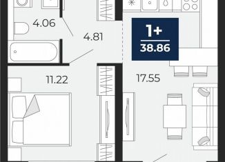 Однокомнатная квартира на продажу, 37.6 м2, Тюмень, Калининский округ, улица Фармана Салманова, 23