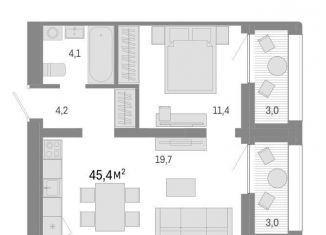 Продается 2-комнатная квартира, 45.4 м2, Новосибирск, метро Речной вокзал