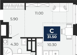 Продам 1-комнатную квартиру, 31.5 м2, Тюмень, улица Пожарных и Спасателей, 8, Центральный округ