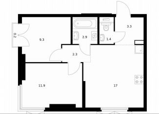 Продажа двухкомнатной квартиры, 48.3 м2, Москва, жилой комплекс Руставели 14, к2.5, метро Дмитровская