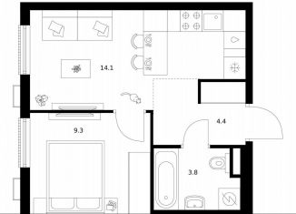 Продам 1-ком. квартиру, 31.6 м2, Москва, жилой комплекс Москворечье, 1.3, район Москворечье-Сабурово