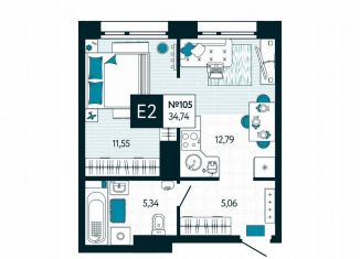 Продаю 1-ком. квартиру, 34.7 м2, Тула