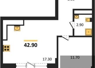 Продается однокомнатная квартира, 42.9 м2, Воронеж, Железнодорожный район