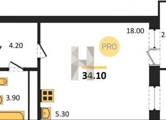 Продается квартира студия, 34.1 м2, Новосибирск, Тульская улица, 74, метро Речной вокзал