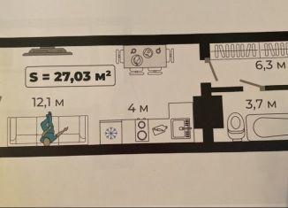 Продам квартиру студию, 27 м2, Хакасия, улица Богдана Хмельницкого, 242к2