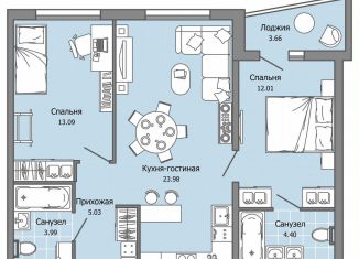 Продается 3-комнатная квартира, 64 м2, Ульяновск, жилой комплекс Ультраград, 2