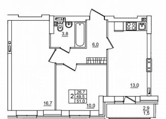 Продам двухкомнатную квартиру, 51 м2, Волгоград, Красноармейский район