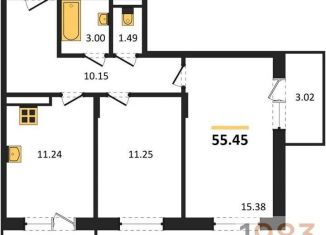 Двухкомнатная квартира на продажу, 55.4 м2, Воронеж, Советский район, Острогожская улица, 164