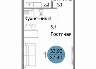 Продается 1-комнатная квартира, 37.4 м2, Керчь