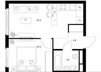 Продажа 1-комнатной квартиры, 33.7 м2, Москва