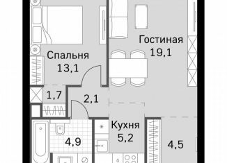 Продается 1-комнатная квартира, 50.6 м2, Москва, метро Беговая