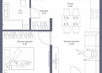 Продам однокомнатную квартиру, 35.4 м2, Татарстан, жилой комплекс Дома у Сада, 2к1