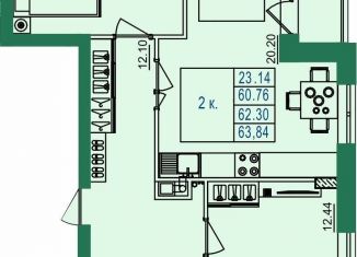 Продам 2-ком. квартиру, 62.3 м2, Владимирская область