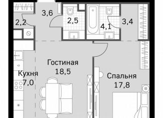 Продажа 1-комнатной квартиры, 59.1 м2, Москва, метро Беговая