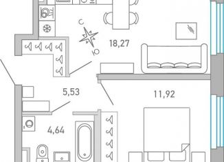 Продажа 1-комнатной квартиры, 40.4 м2, Санкт-Петербург, метро Петроградская, набережная Чёрной речки, 1