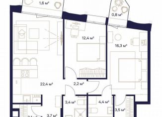 Продается двухкомнатная квартира, 73.9 м2, Москва, ЖК Союз, к3, метро Ботанический сад