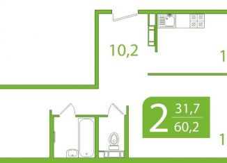 Продам 2-ком. квартиру, 60.2 м2, Томск, улица Пришвина, 46