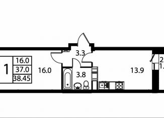 Продажа однокомнатной квартиры, 38.5 м2, Домодедово