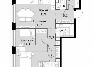 Продам двухкомнатную квартиру, 78.2 м2, Москва, метро Беговая