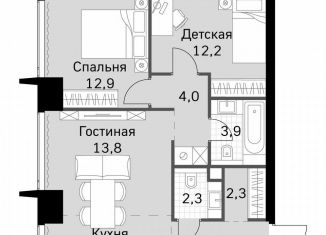 Продам 2-ком. квартиру, 64.7 м2, Москва, метро Беговая