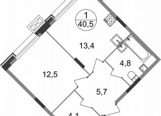 Продается 1-комнатная квартира, 40.5 м2, рабочий посёлок Заречье