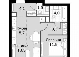 Продается 1-комнатная квартира, 44.2 м2, Москва, метро Беговая