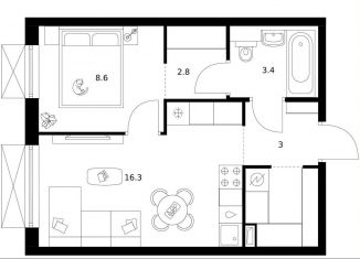 Продам 1-ком. квартиру, 37.6 м2, Москва, метро Черкизовская