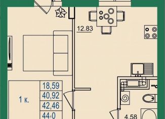 Продам 1-ком. квартиру, 42.5 м2, посёлок Заклязьменский