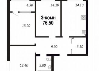 Продаю трехкомнатную квартиру, 76.5 м2, Омск