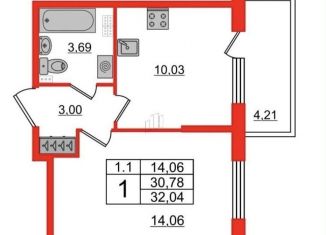 1-ком. квартира в аренду, 32 м2, Санкт-Петербург, Пулковское шоссе, 95к3