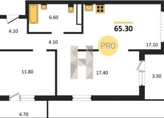 Продам 2-ком. квартиру, 65.3 м2, Новосибирск, ЖК Галактика, улица Николая Островского, 195/6