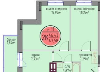 Продаю 2-ком. квартиру, 46.4 м2, Пермь, улица Худанина