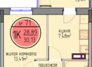 Однокомнатная квартира на продажу, 28.9 м2, Пермь, улица Худанина