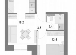 Продаю 1-ком. квартиру, 38.6 м2, Вологодская область, набережная 6-й Армии