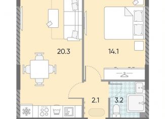 Однокомнатная квартира на продажу, 39.7 м2, Москва, Даниловский район, жилой комплекс Зиларт, 18/19/27