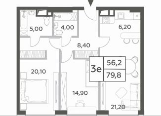 Продаю 2-ком. квартиру, 78.3 м2, Москва, район Раменки, проспект Генерала Дорохова, вл1к1