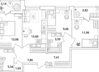 Продаю 3-ком. квартиру, 77.6 м2, Санкт-Петербург, метро Звёздная, Кубинская улица, 82к3с1