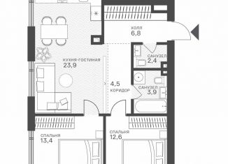 Двухкомнатная квартира на продажу, 67.5 м2, Москва, Крылатская улица, 33к1, метро Молодёжная