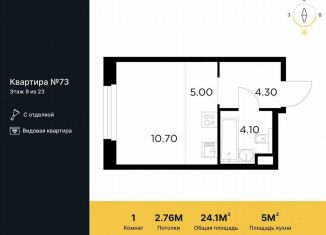 Продам квартиру студию, 24.1 м2, Московская область, жилой комплекс Белый Grad, 12.2